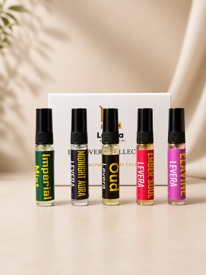 LeveraScents Premium Tester Kit – 5 x 5ml Luxury Perfume Discovery Set | Best Selling Collection